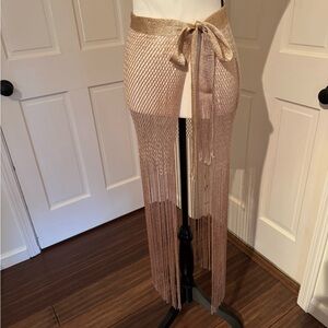 Elegant Tan Fringe Swim Sarong